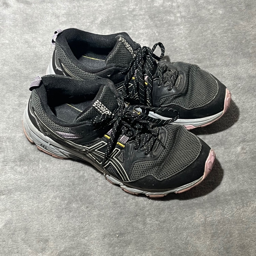 Asics Gel-Venture 8 Running Shoes Womens Size 10 Black Pink Trail Sneakers - Picture 2 of 7